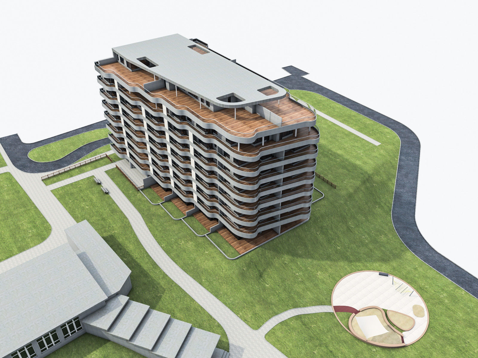 Modern Apartment Building 04 Low-poly 3D model_7