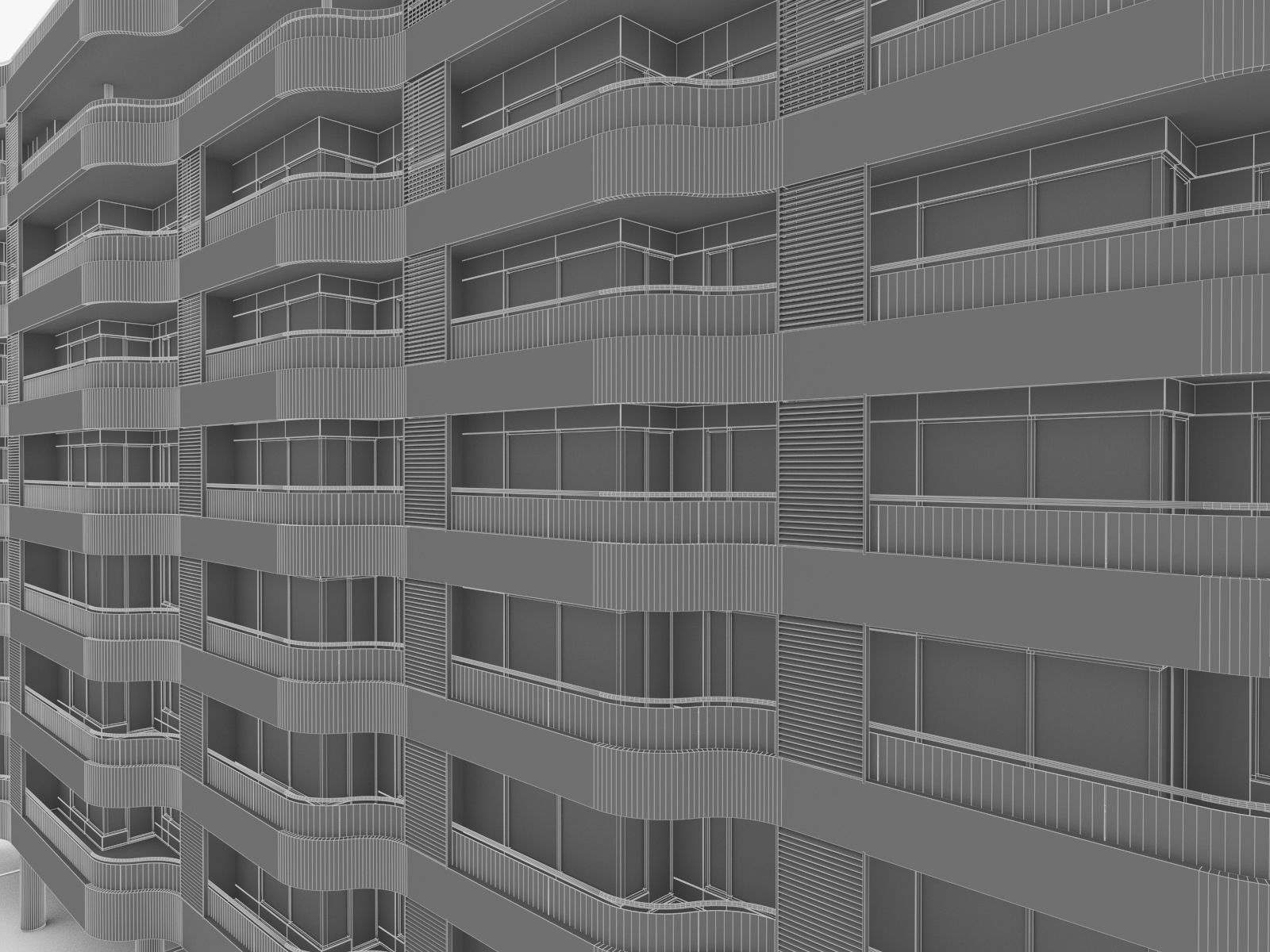 Modern Apartment Building 04 Low-poly 3D model_18