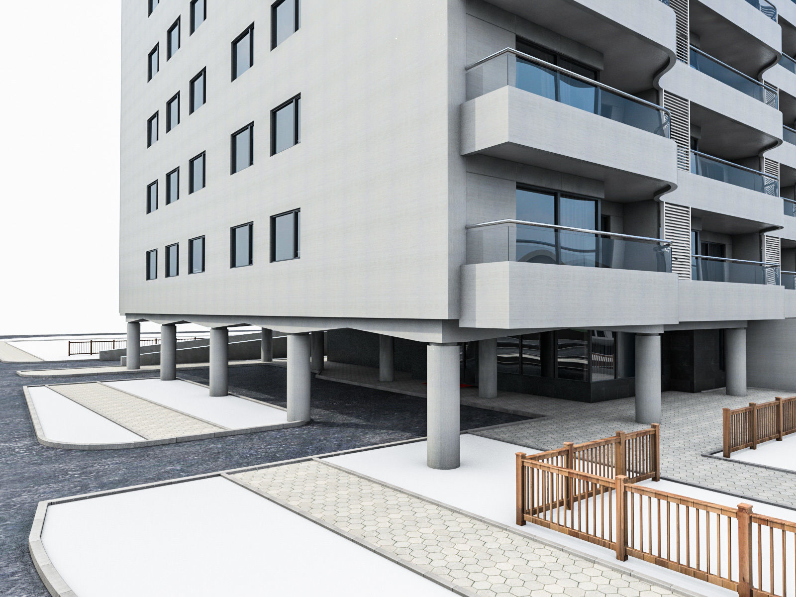 Modern Apartment Building 04 Low-poly 3D model_5
