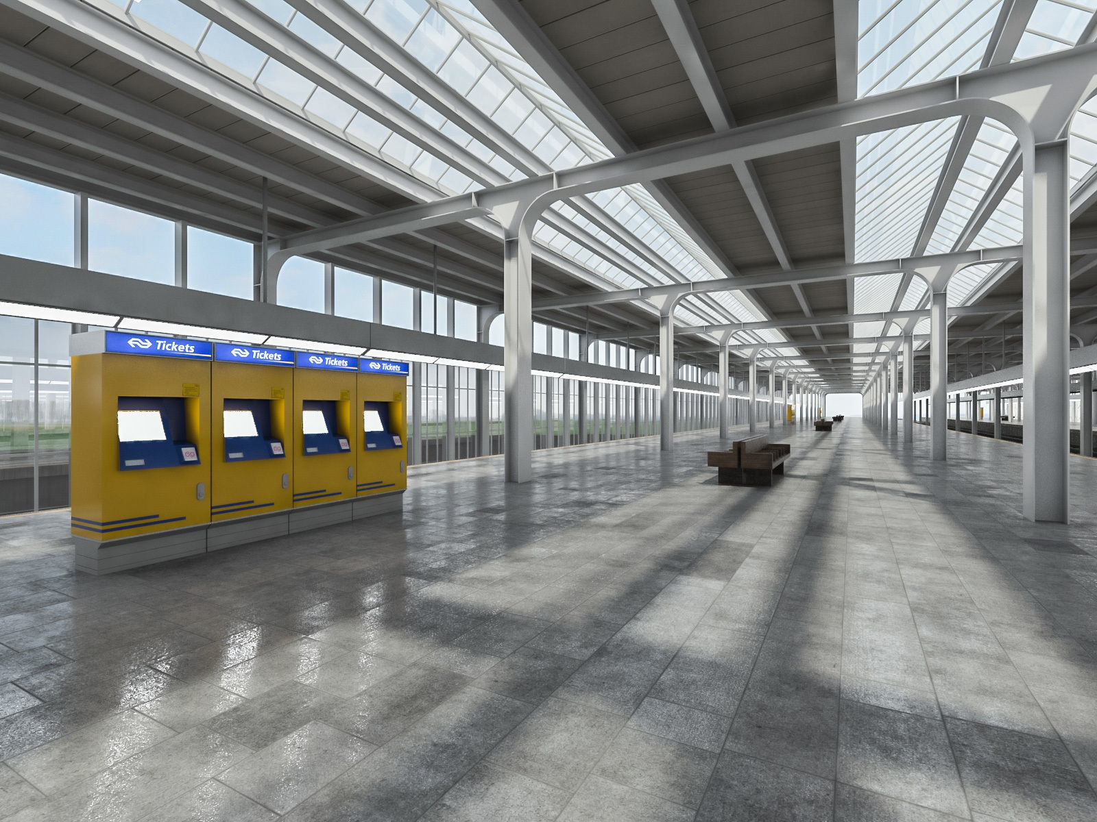 Train Station 01 Low-poly 3D model_2
