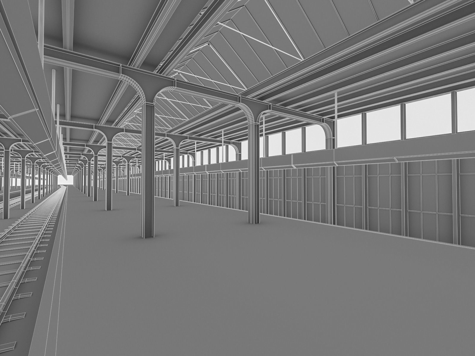 Train Station 01 Low-poly 3D model_9