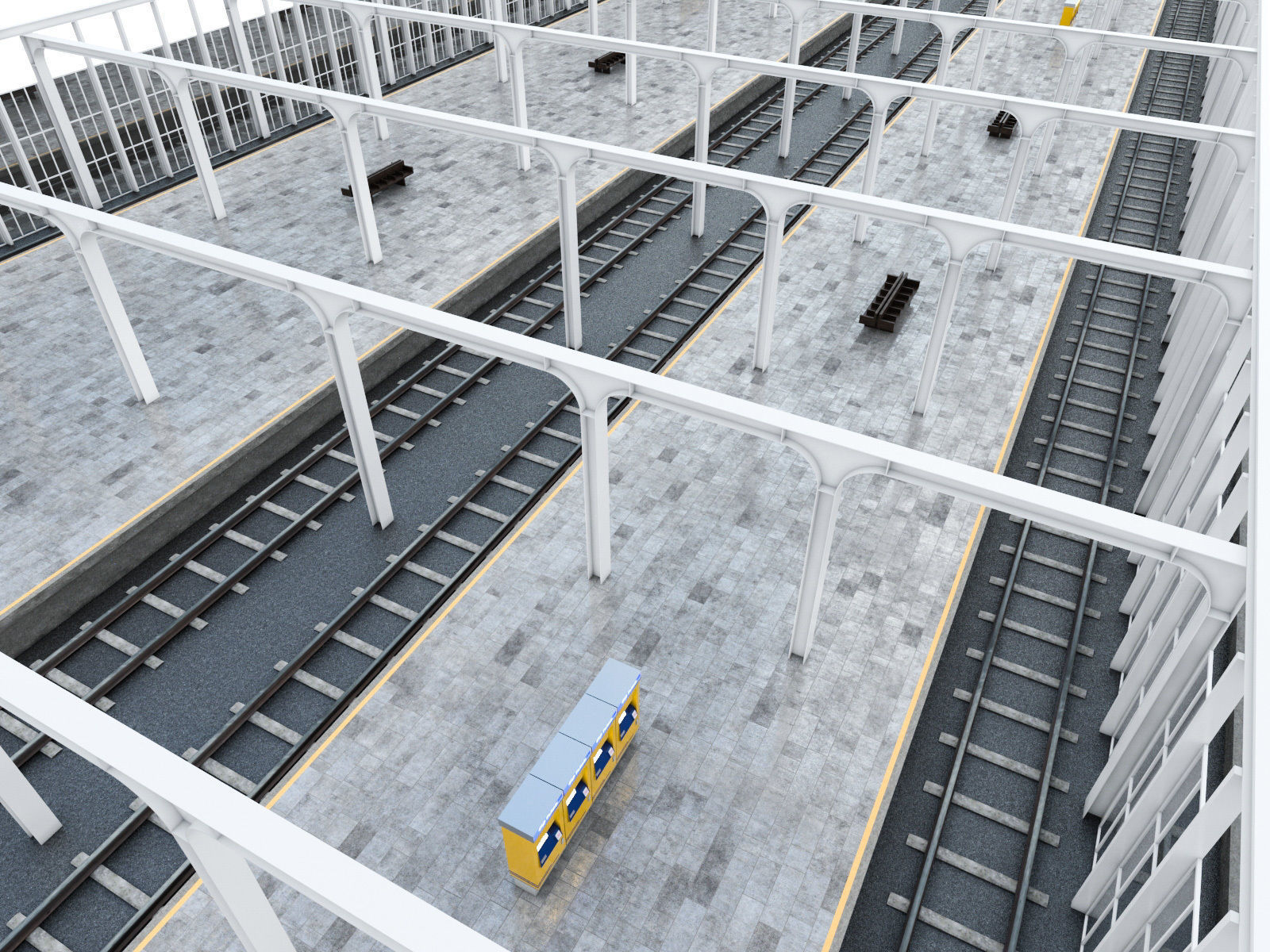 Train Station 01 Low-poly 3D model_4