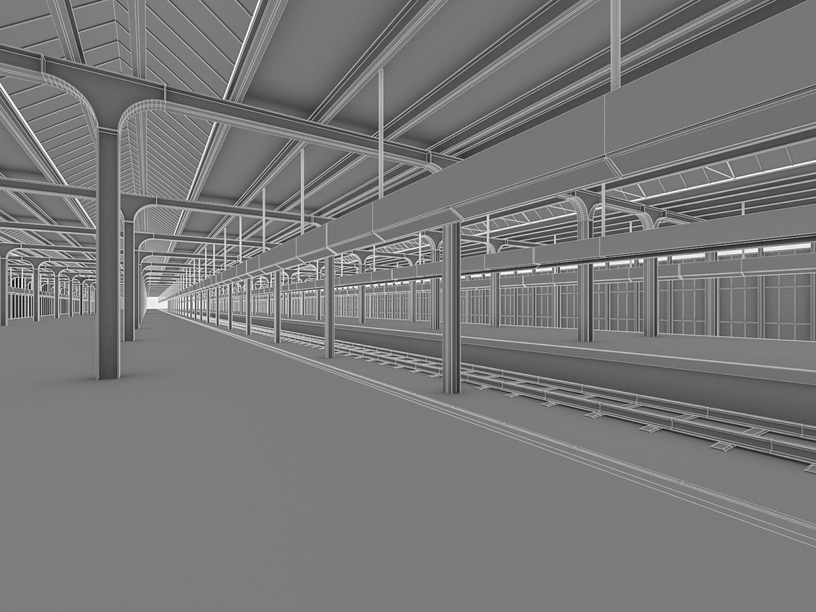Train Station 01 Low-poly 3D model_8