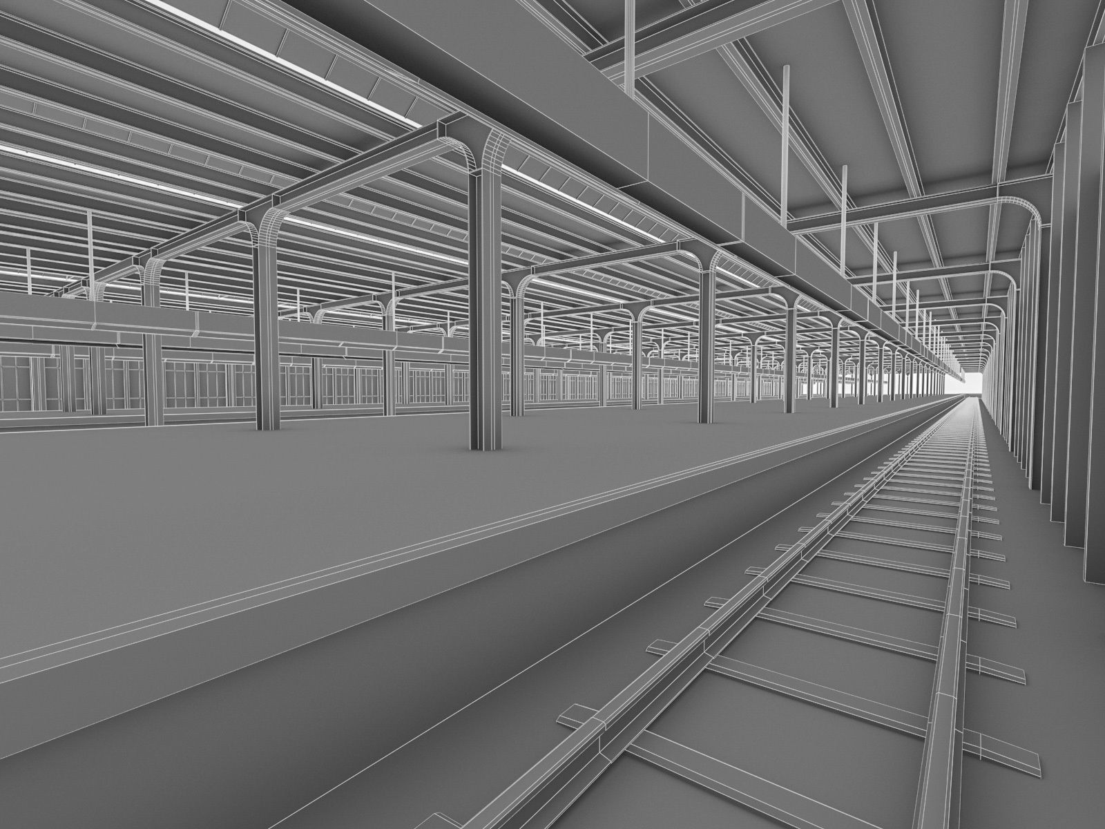 Train Station 01 Low-poly 3D model_6