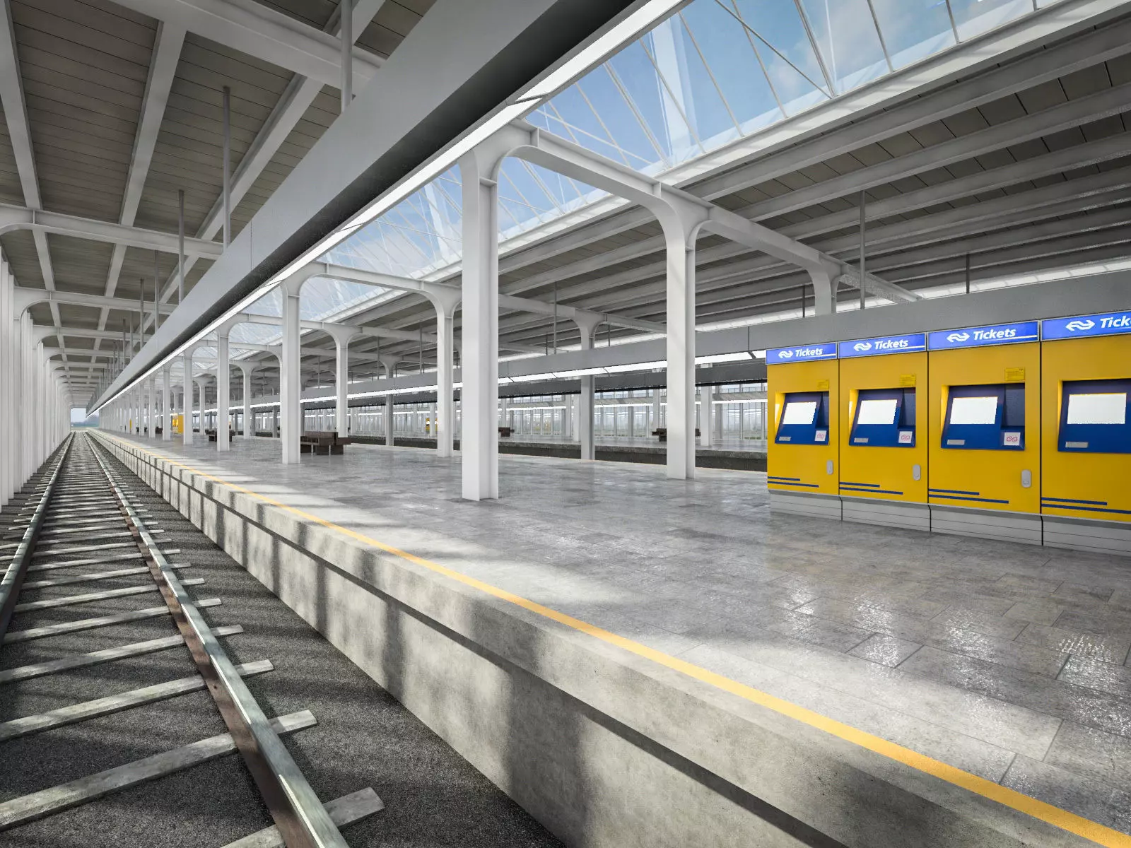 Train Station 01 Low-poly 3D model_0