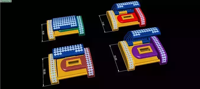 4 Sizes Bracelet Lock Box for Chain and Necklace 3D Model Collection