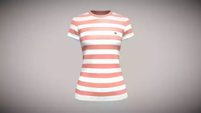 Tommy Hilfiger-Girls Crewneck Stripe T-Shirt In Low Poly
