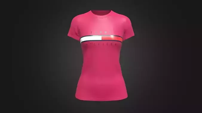 Tommy Hilfiger-Girls Red T-Shirt In Low Poly