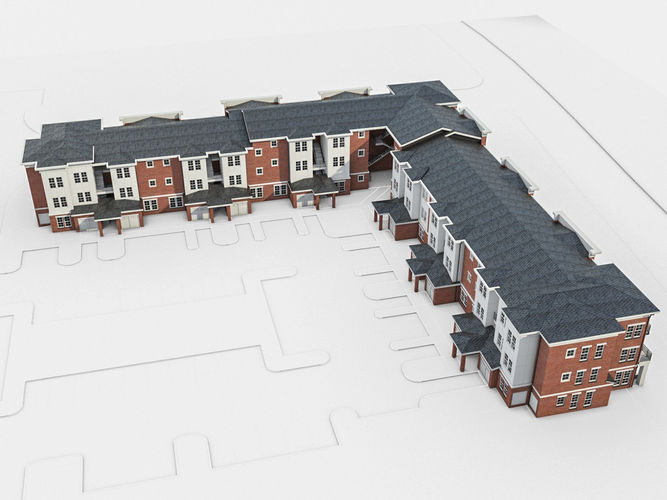 Apartment Complex 01 Low-poly 3D model 4
