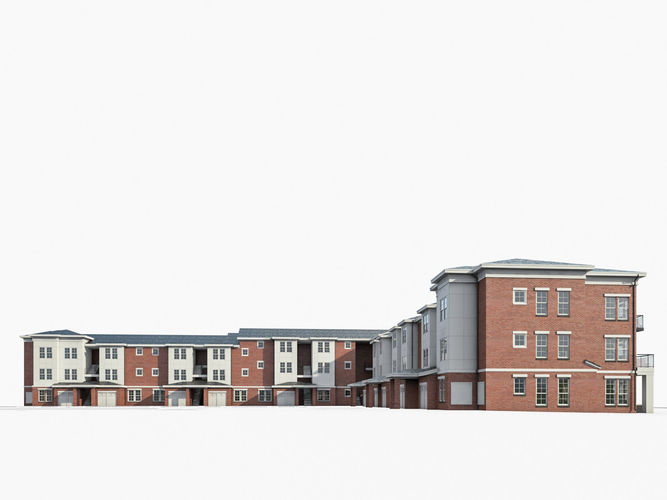Apartment Complex 01 Low-poly 3D model 7