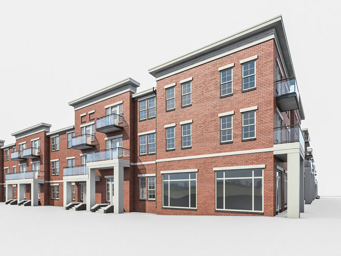 Apartment Complex 01 Low-poly 3D model 3
