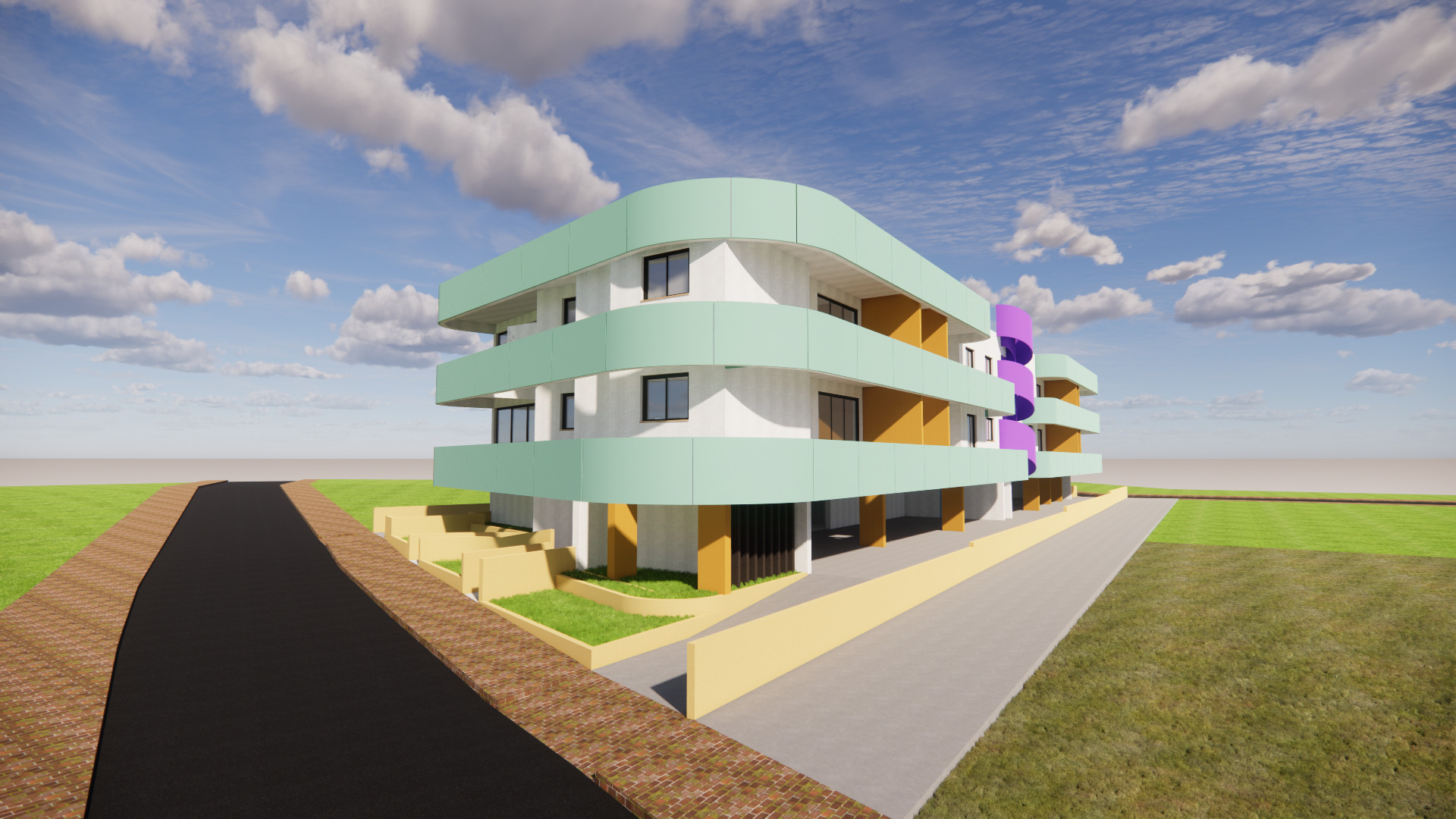 Apartment complex 3D model_3