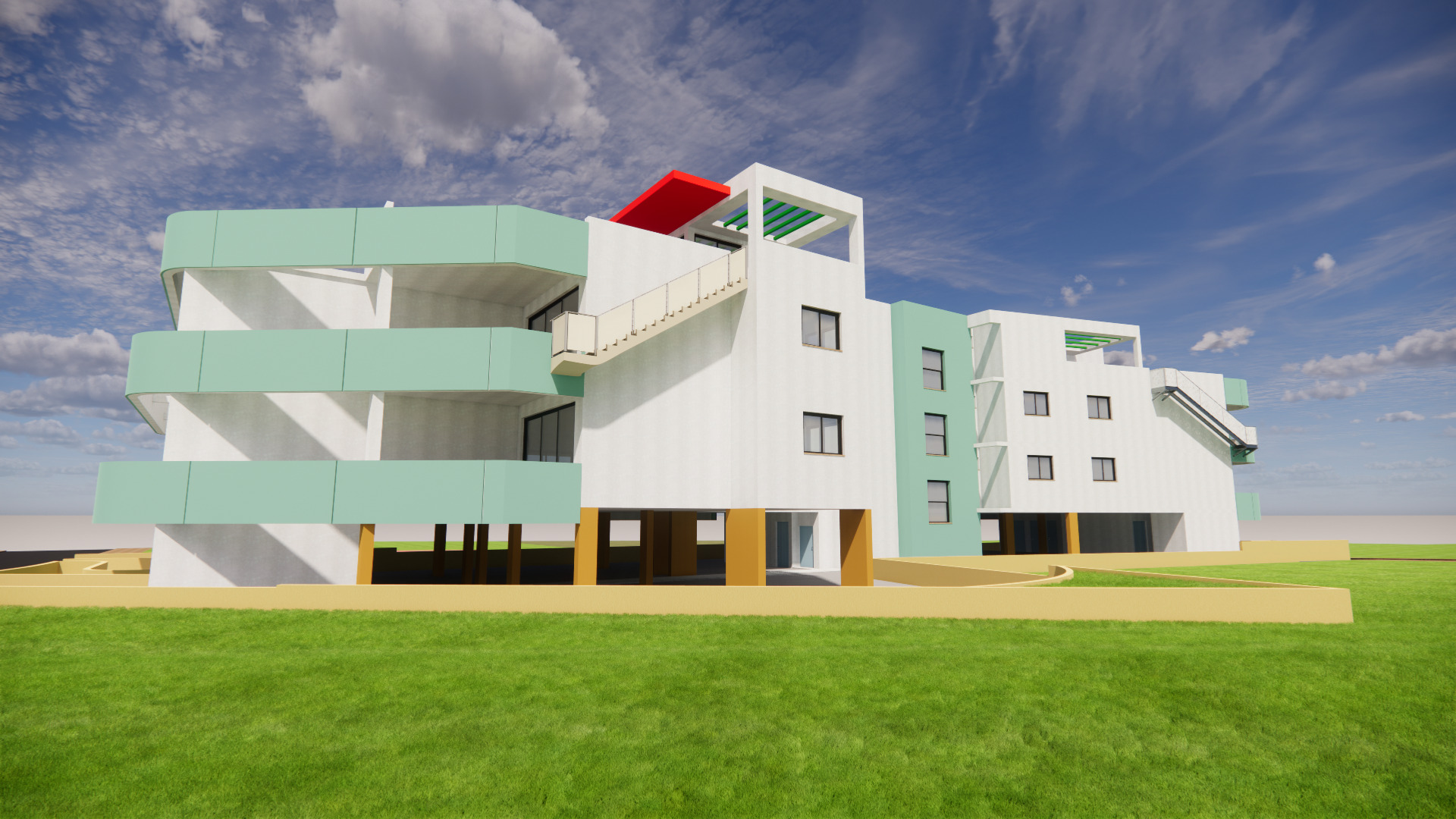 Apartment complex 3D model_8