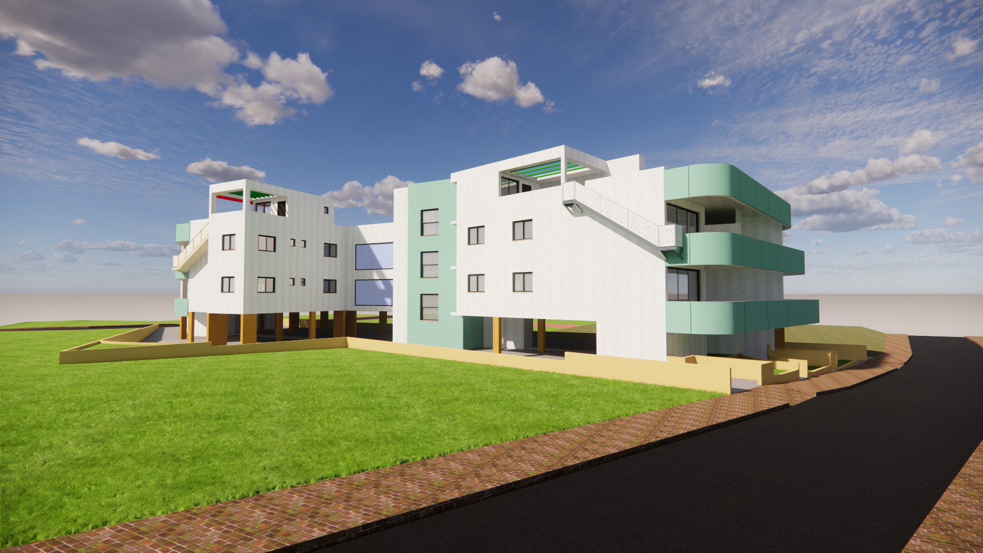Apartment complex 3D model_1