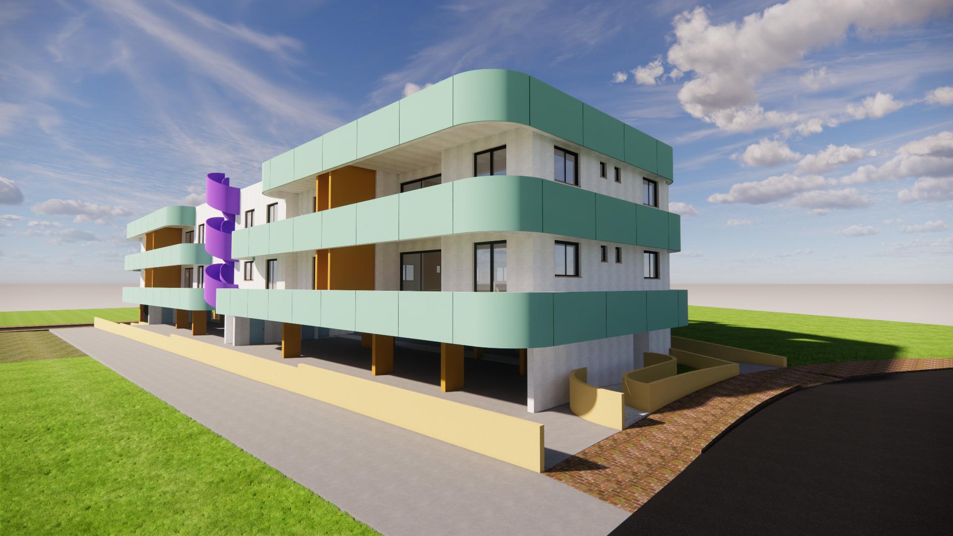 Apartment complex 3D model_6
