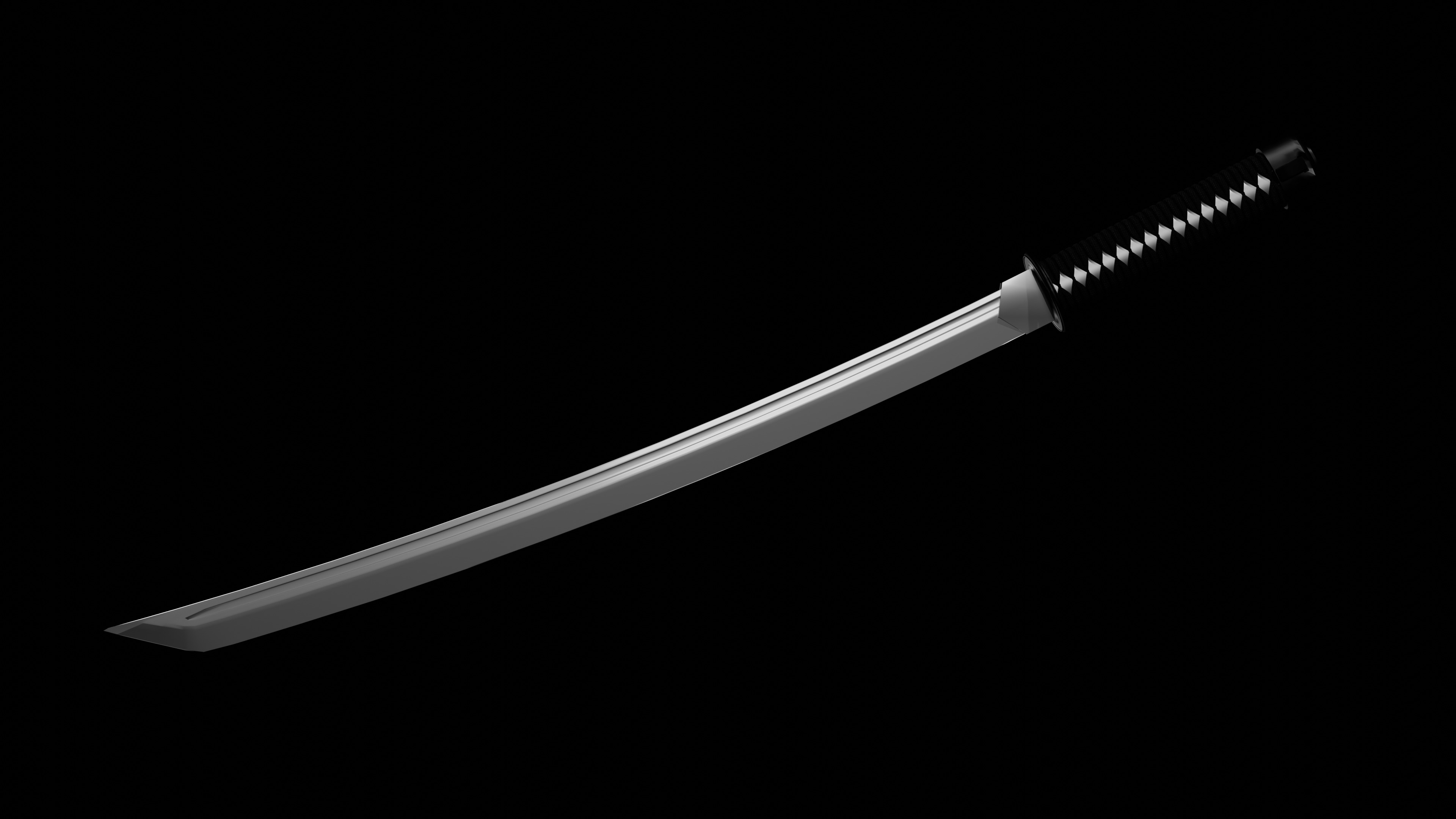 Katana Sword Game ready and Animation 3D print model_2