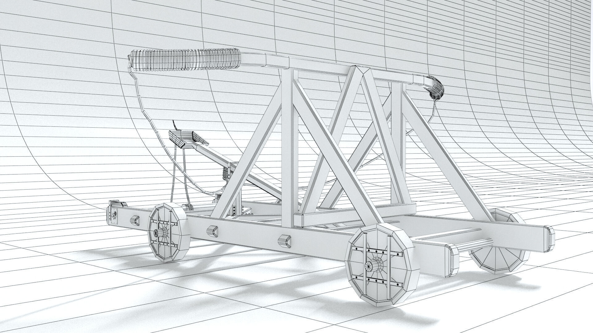 laos Game Medieval Catapult 3D model_6