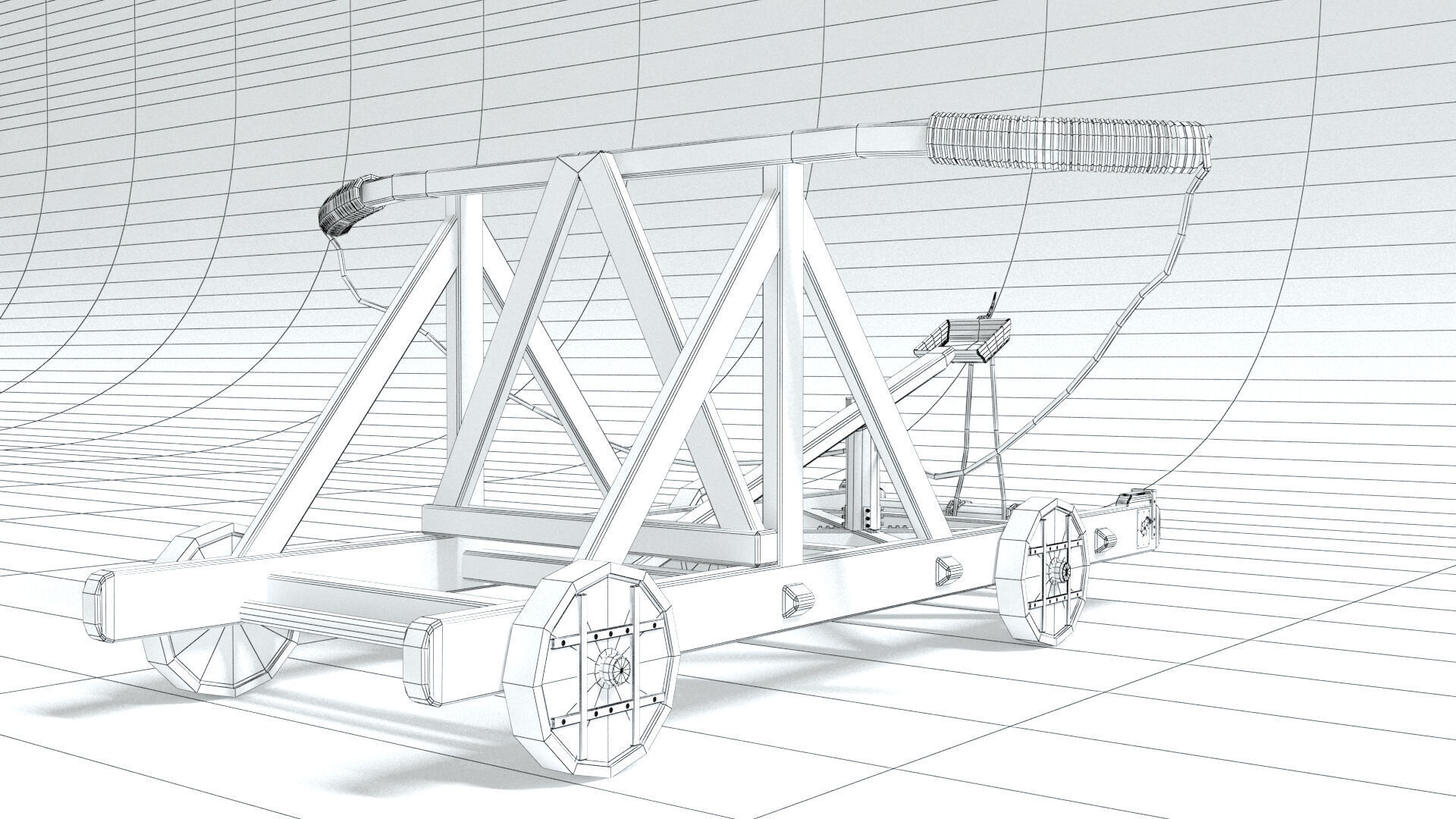 laos Game Medieval Catapult 3D model_7