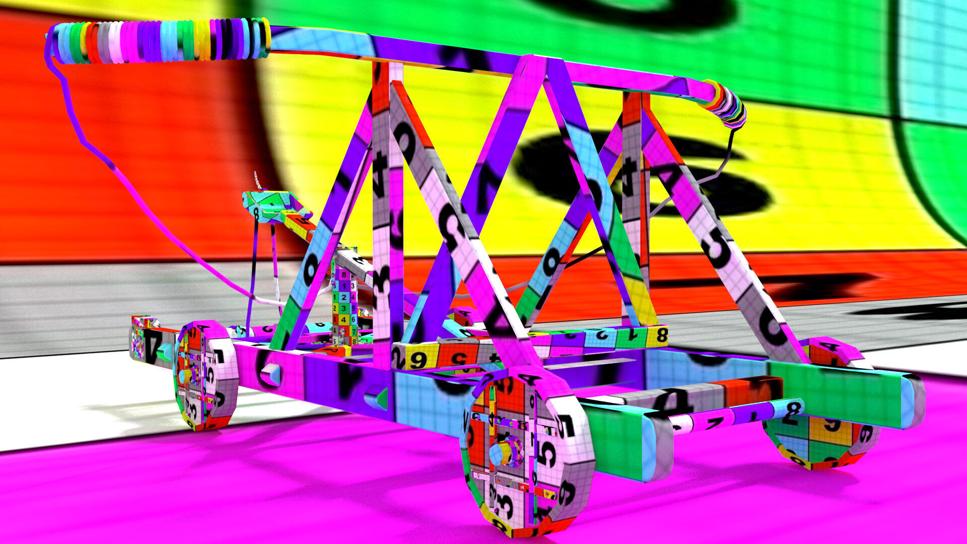 laos Game Medieval Catapult 3D model_14