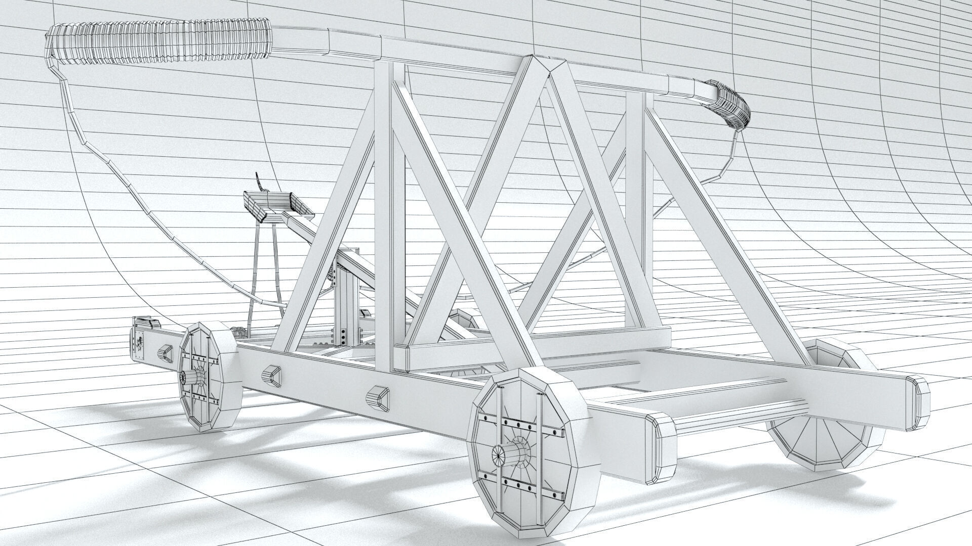 laos Game Medieval Catapult 3D model_9