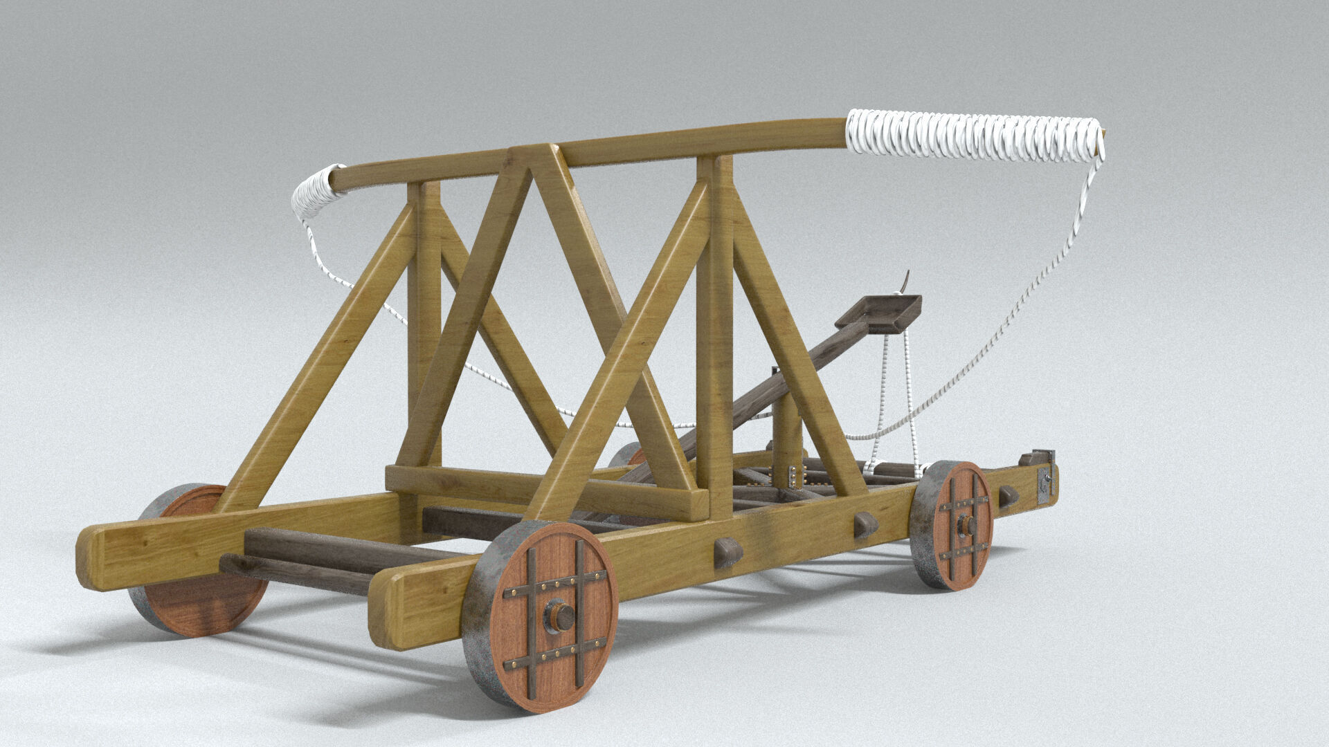 laos Game Medieval Catapult 3D model_2