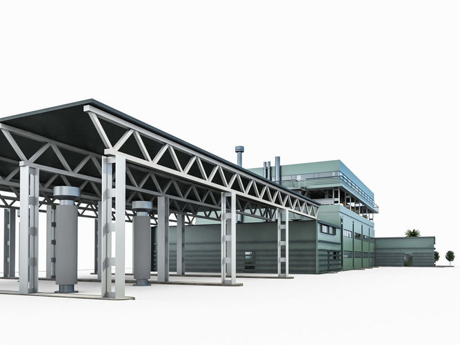 Industrial Building 02 Low-poly 3D model