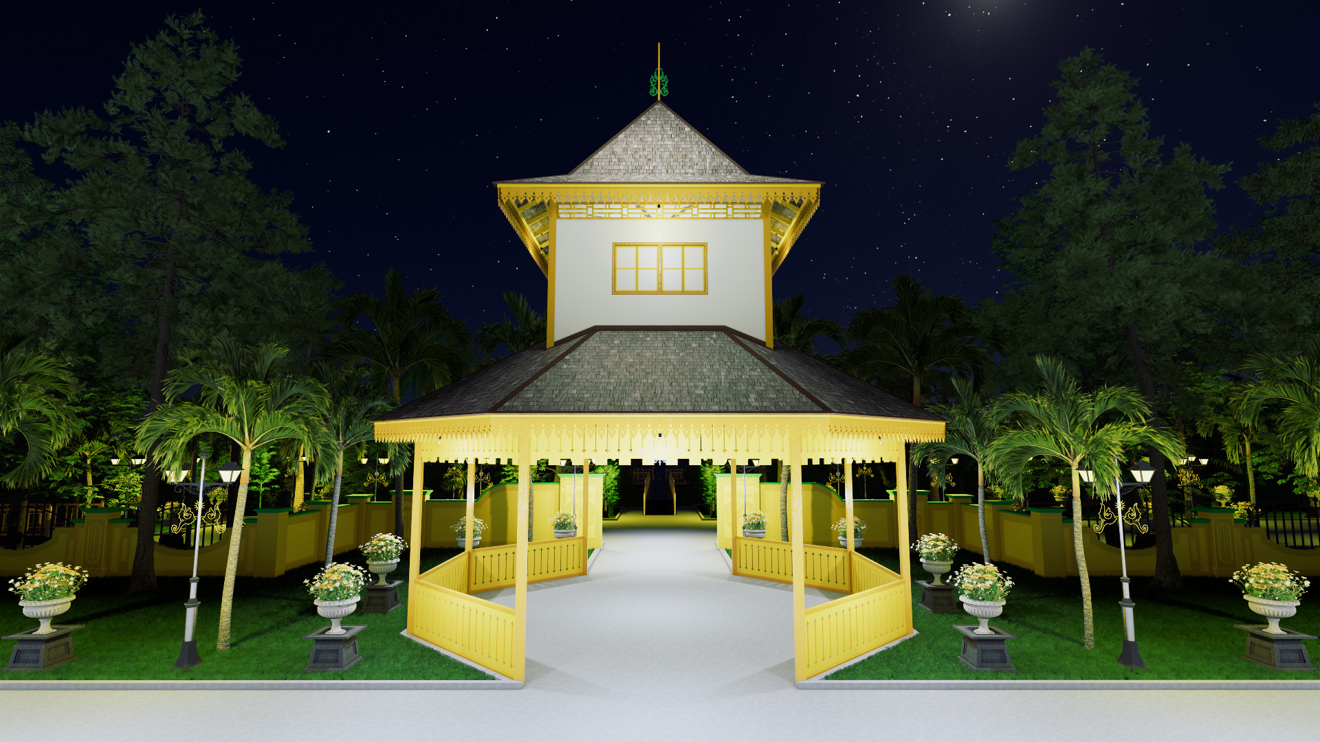 Resort Hall of the Sambas Sultanate Palace 3D model_5