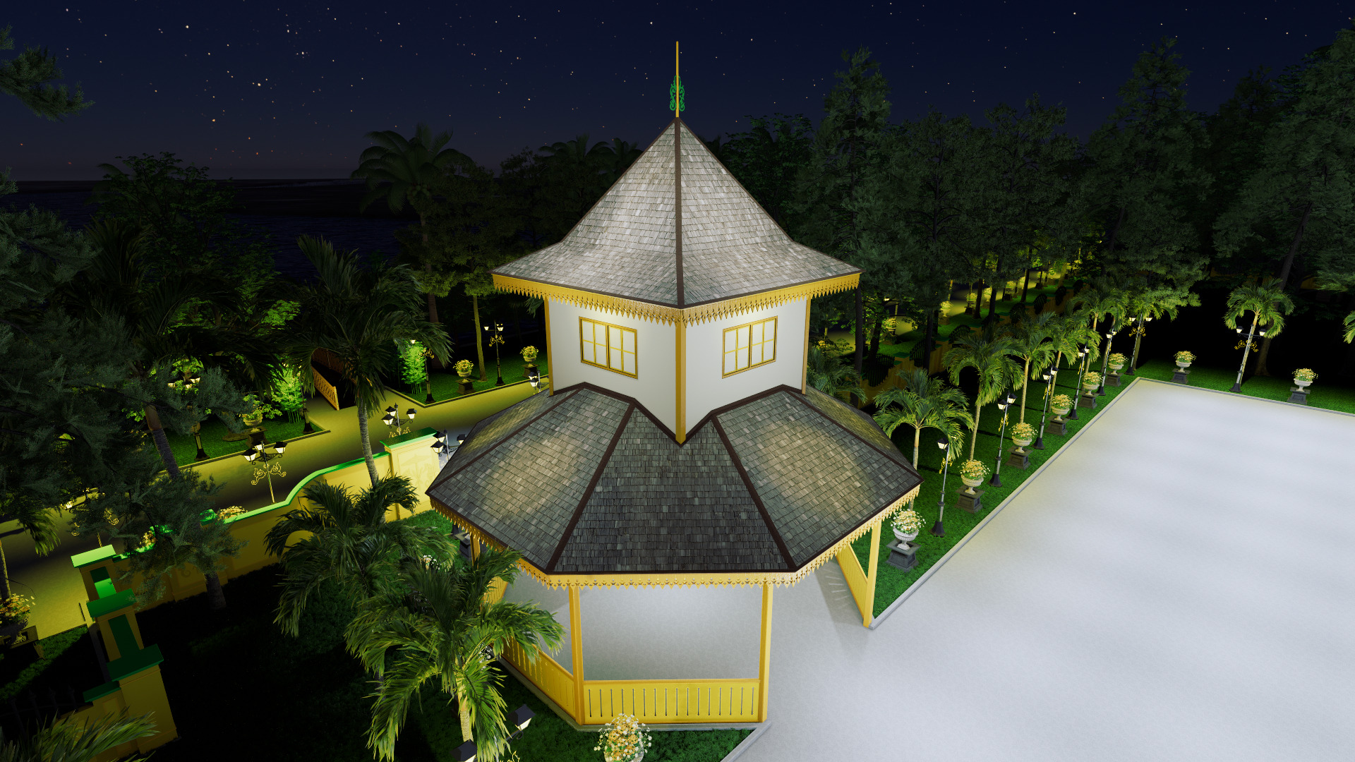Resort Hall of the Sambas Sultanate Palace 3D model_7