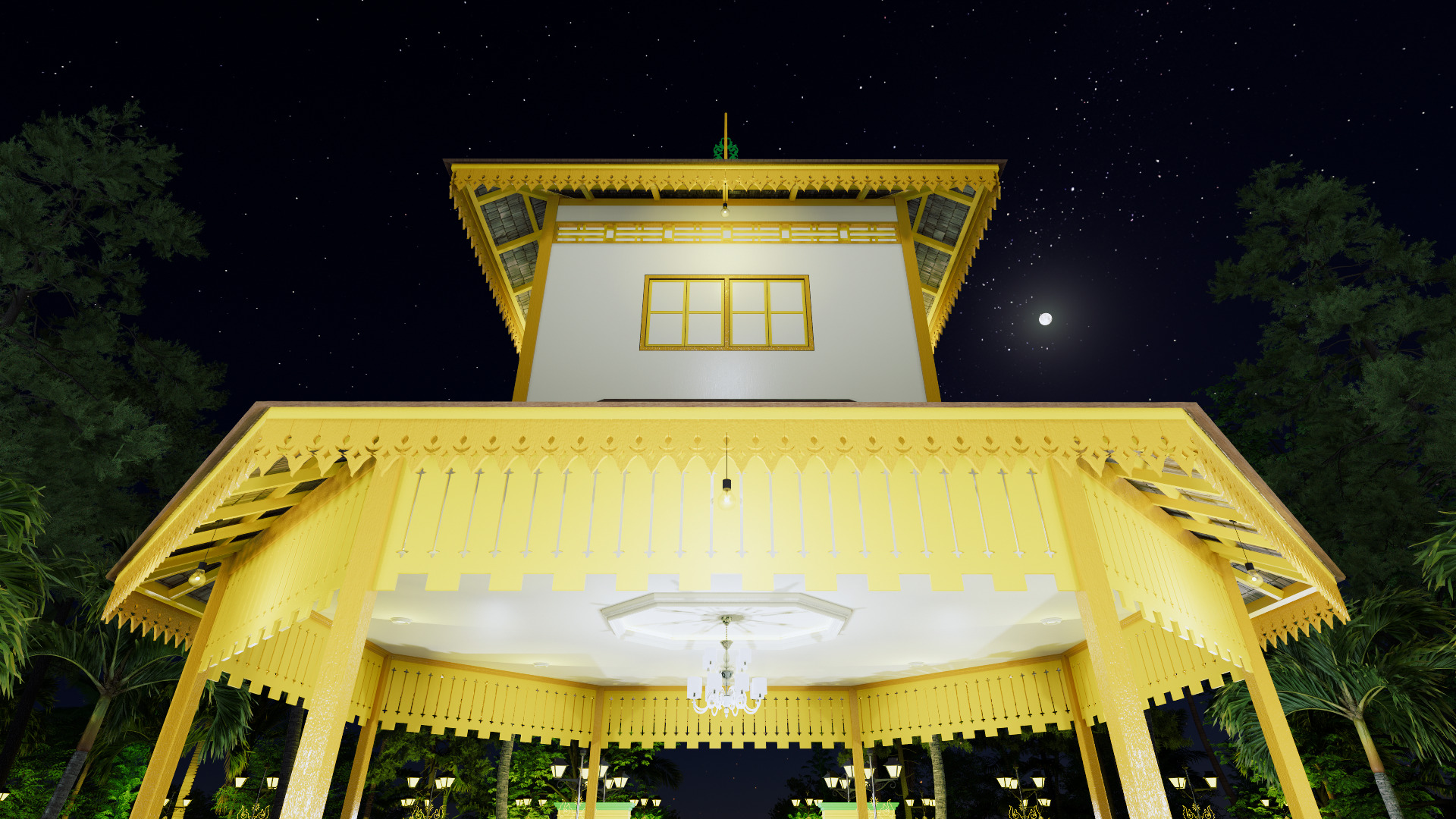 Resort Hall of the Sambas Sultanate Palace 3D model_8