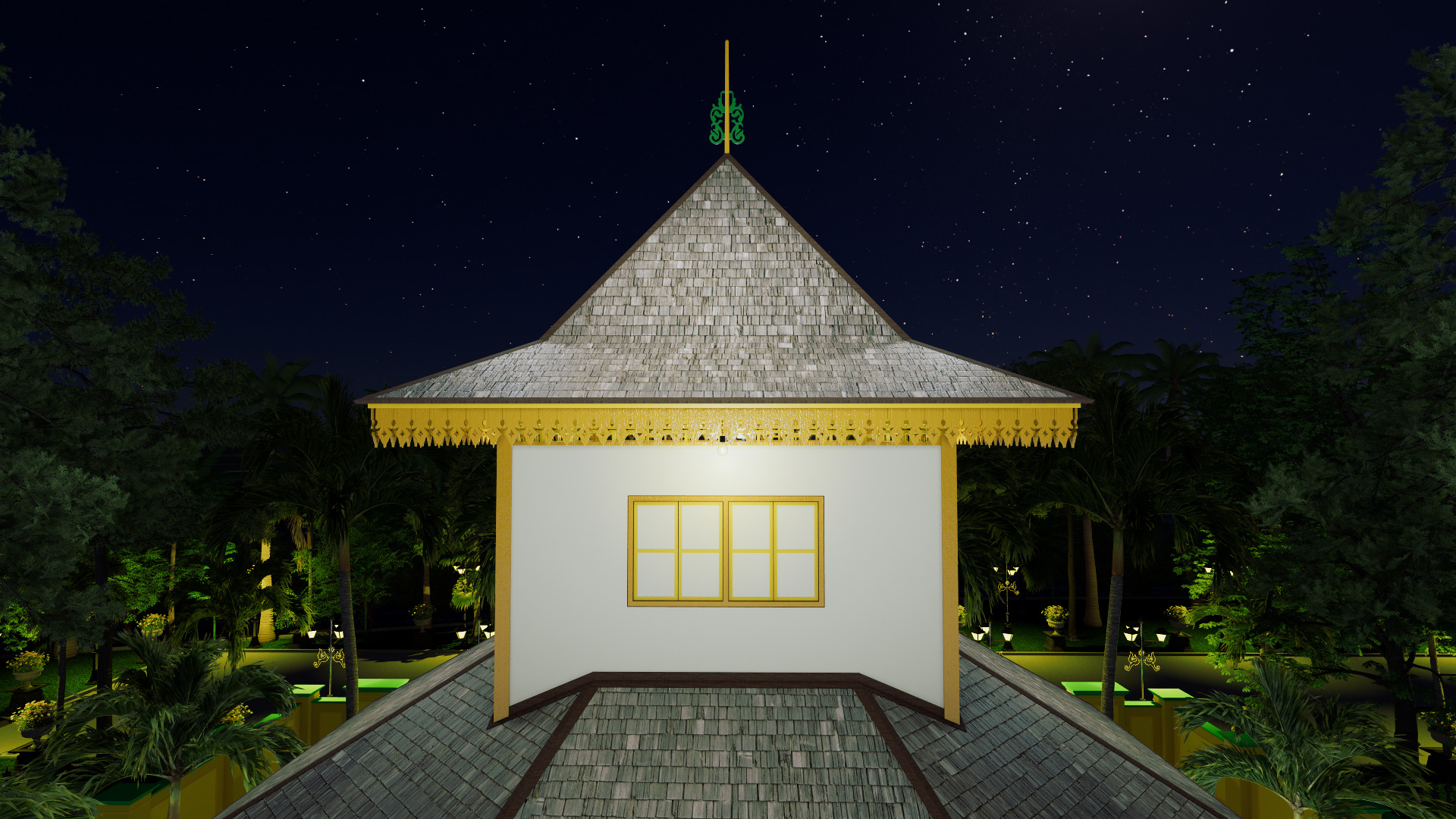 Resort Hall of the Sambas Sultanate Palace 3D model_9