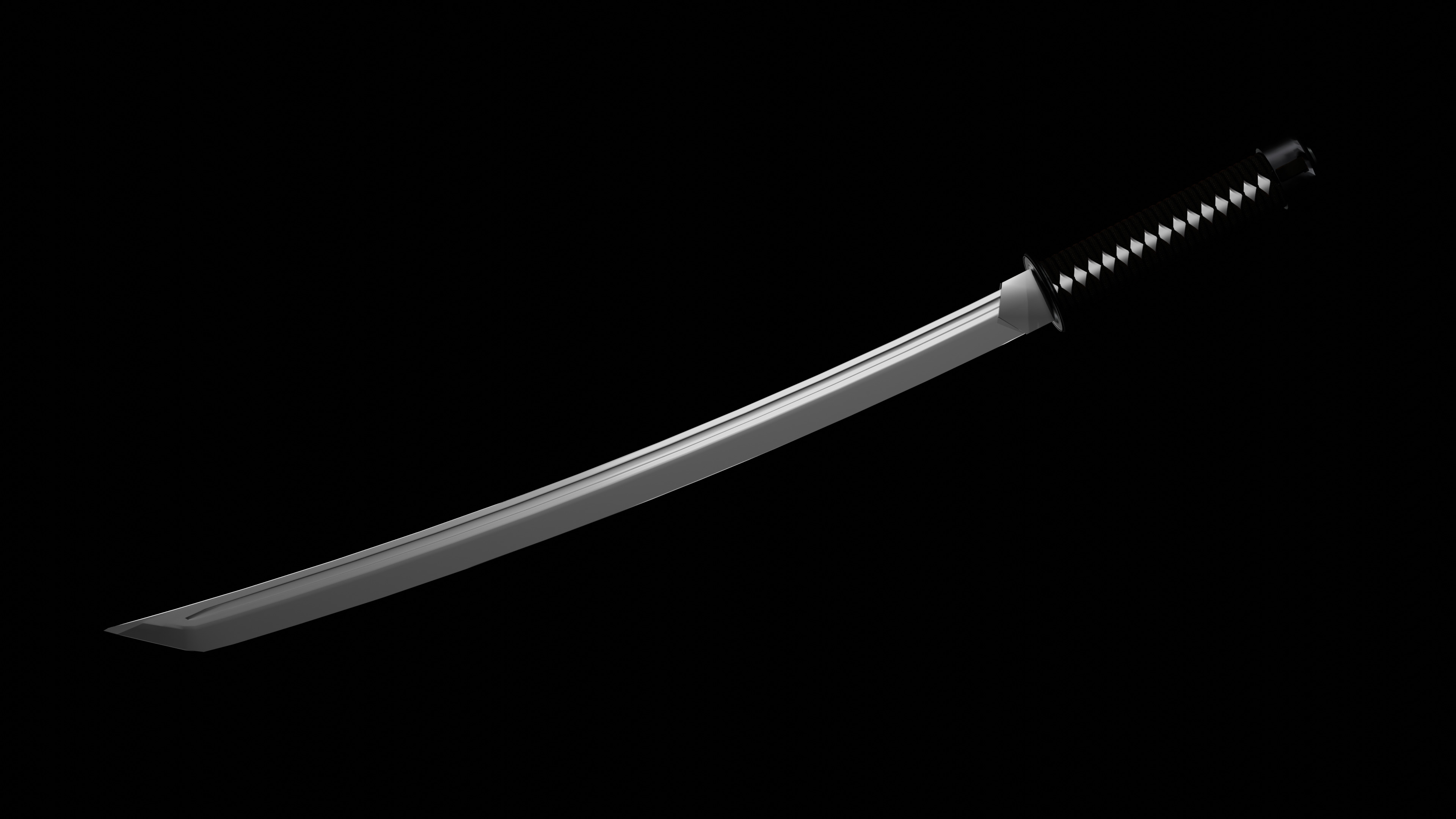 Katana sword Low-poly 3D model_2