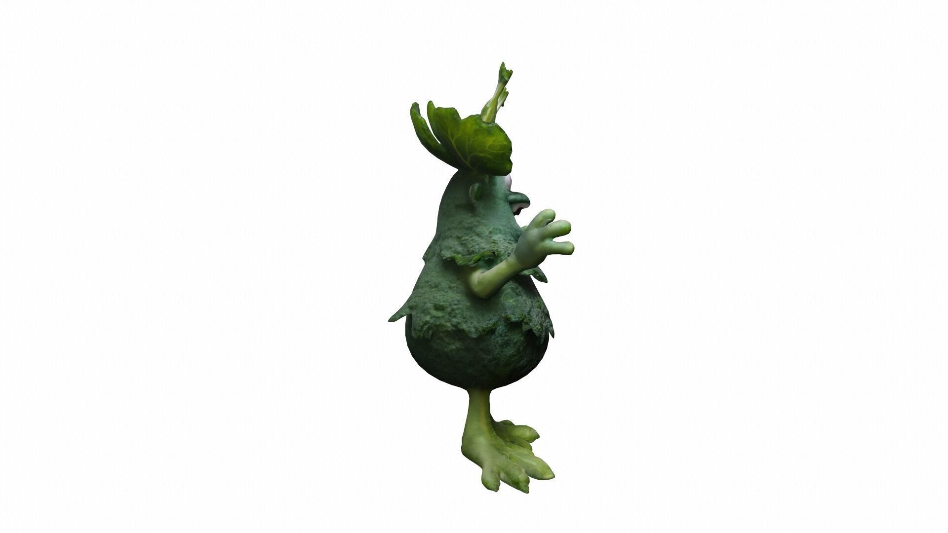 3d Model Illustration Of An Angry Kale Cartoon Character 3D model_3