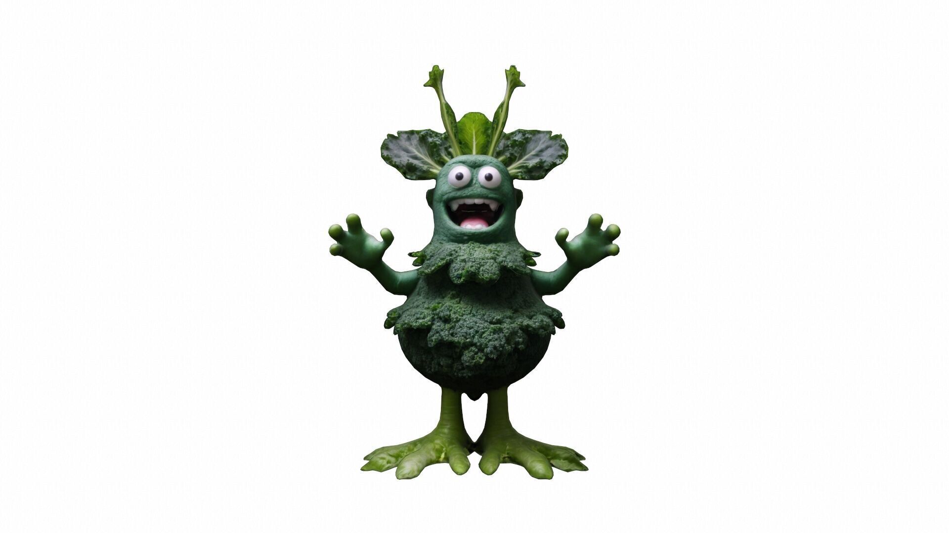 3d Model Illustration Of An Angry Kale Cartoon Character 3D model_4