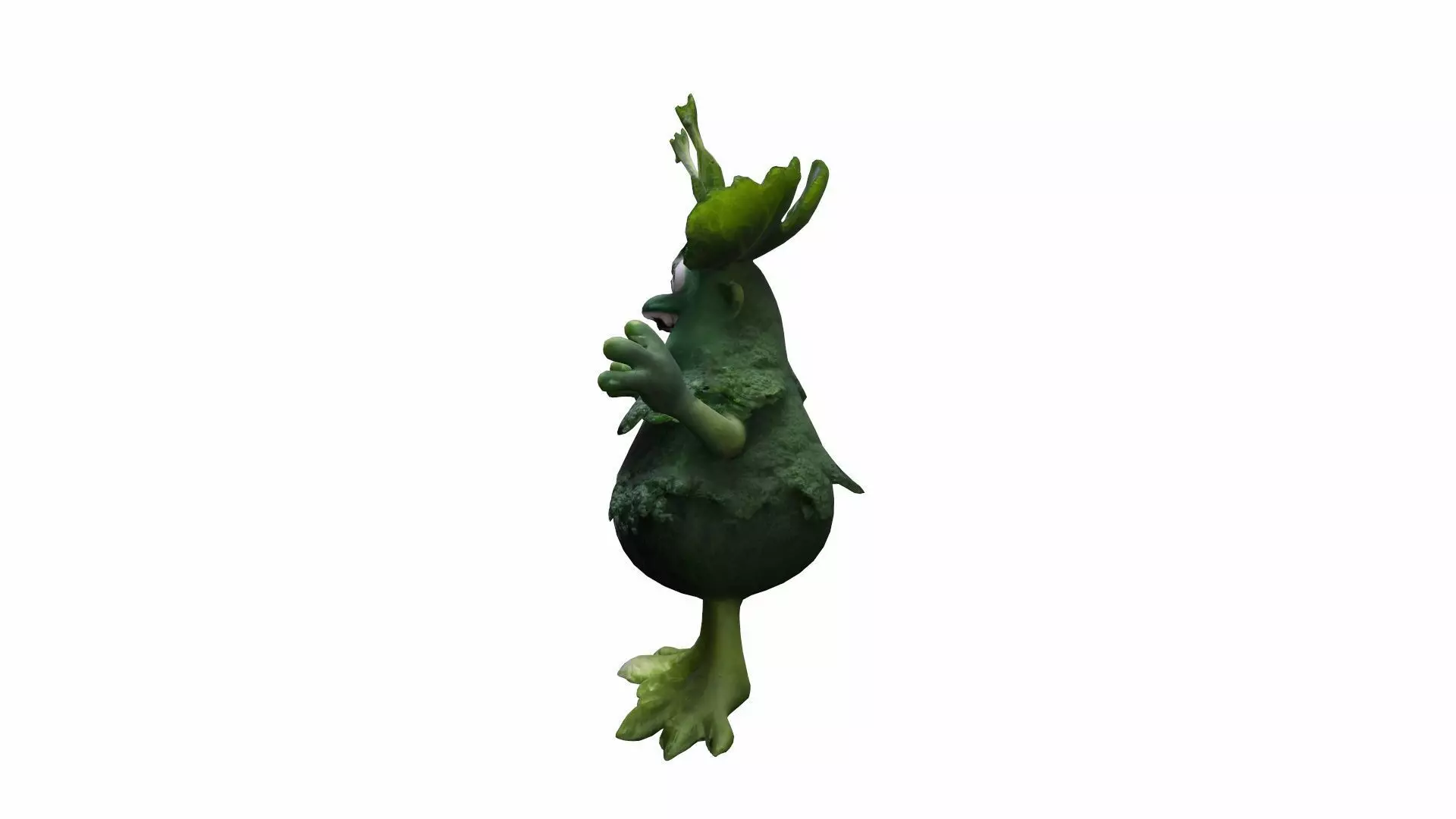 3d Model Illustration Of An Angry Kale Cartoon Character 3D model_0