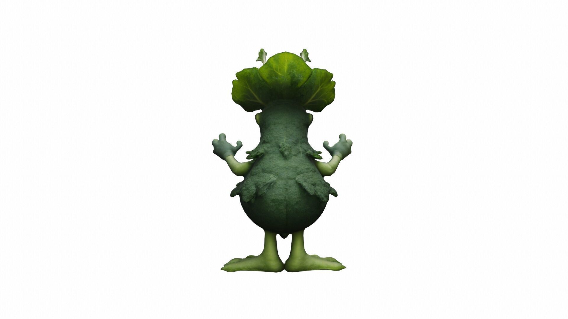 3d Model Illustration Of An Angry Kale Cartoon Character 3D model_2