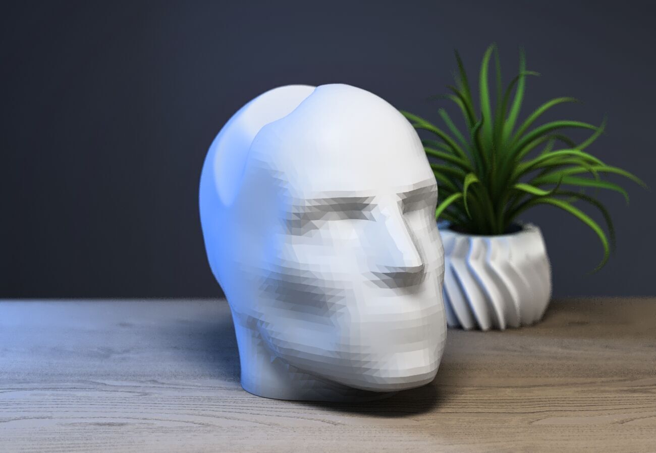 Ps5 controller stand human head low poly 3D print model_1