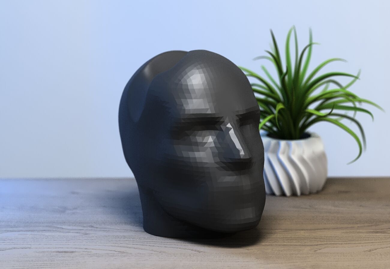 Ps5 controller stand human head low poly 3D print model_2