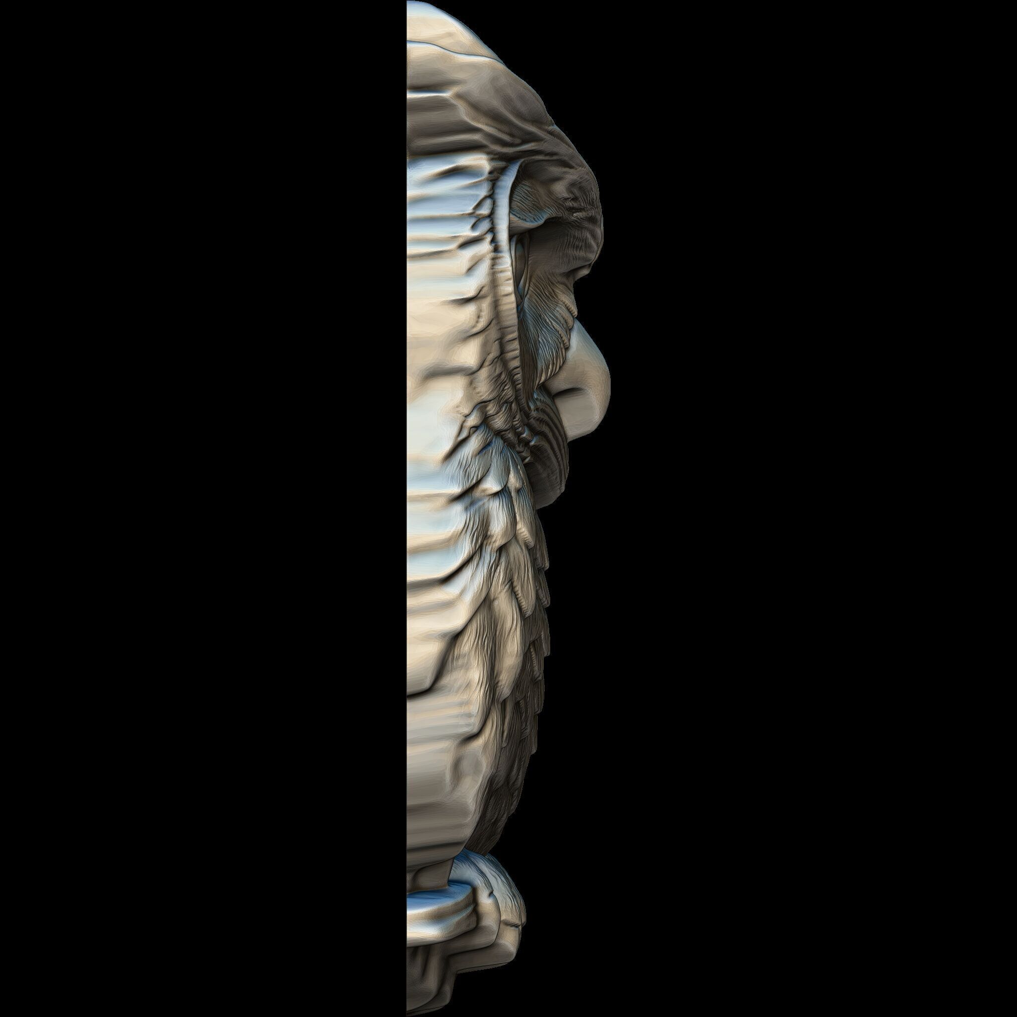 Highly Detailed Owl Relief STL file for 3d printing or CNC 3D print model_2