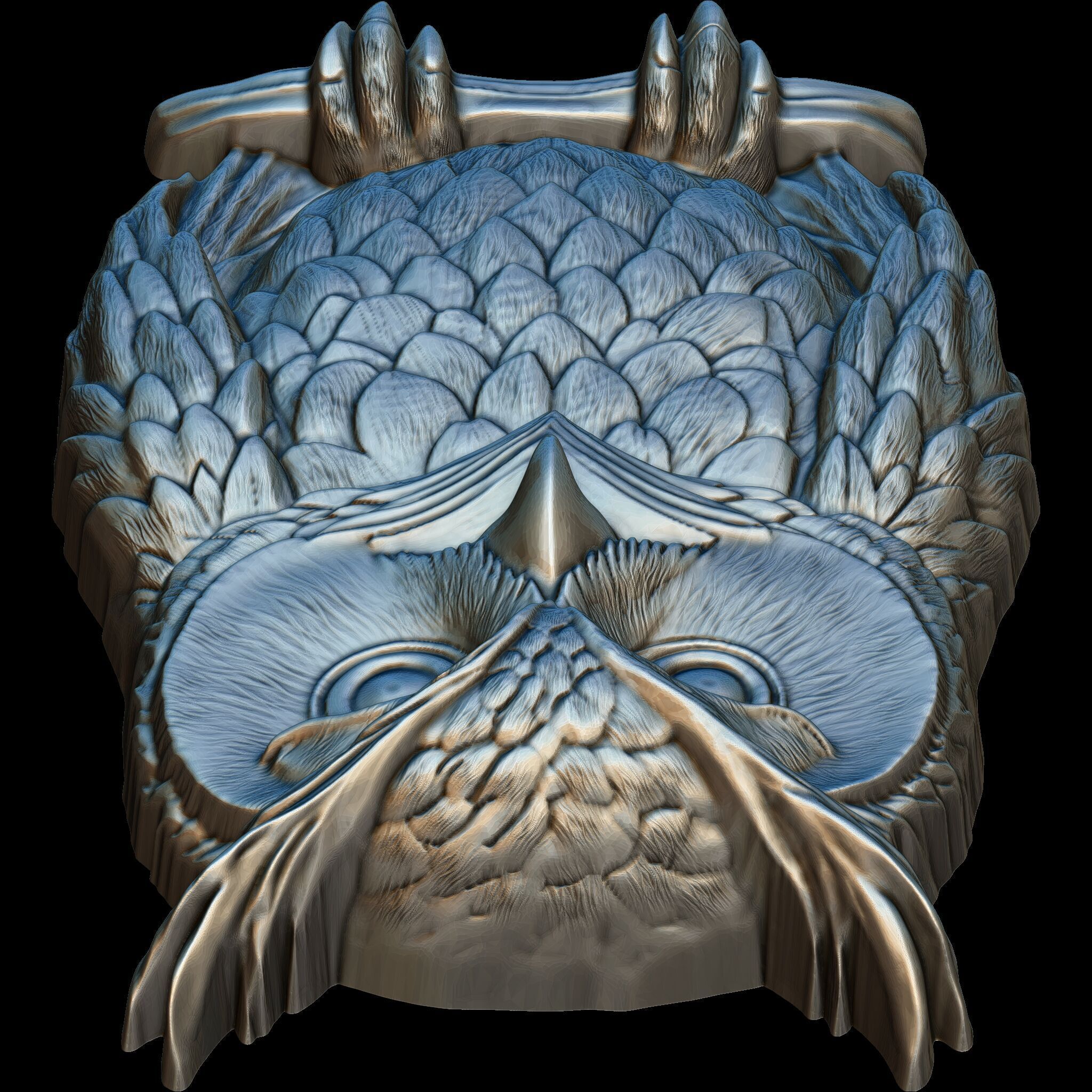 Highly Detailed Owl Relief STL file for 3d printing or CNC 3D print model_5
