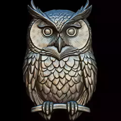 Highly Detailed Owl Relief STL file for 3d printing or CNC 3D print model