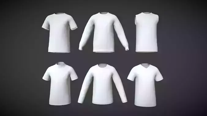 T-Shirt 6 Styles Pack In Low Poly