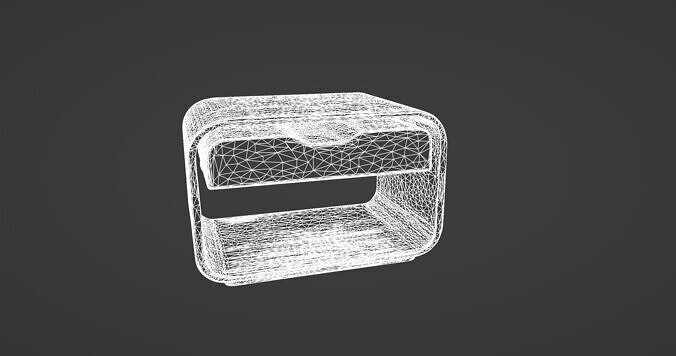 Minimalist Curved Wood Bedside Table 3D model 3