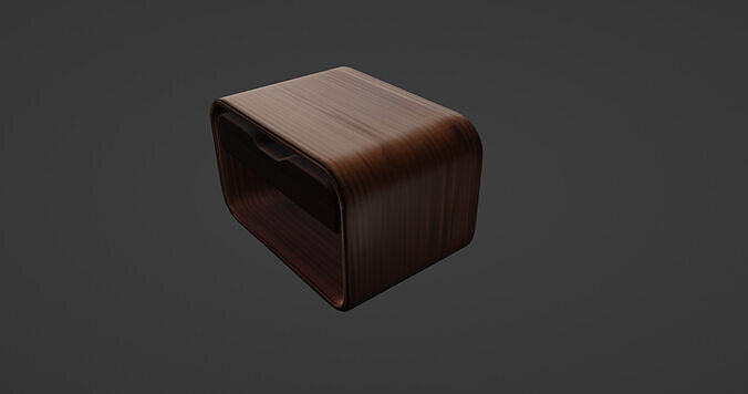 Minimalist Curved Wood Bedside Table 3D model 5