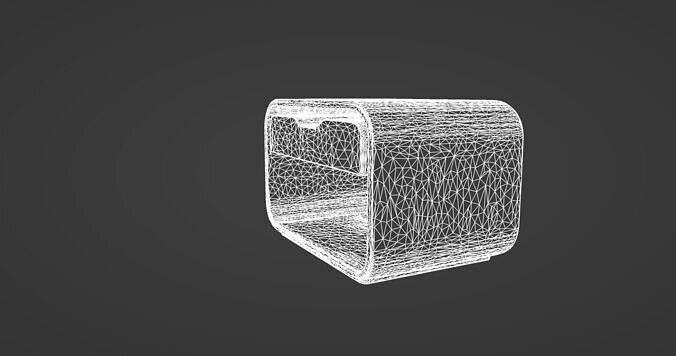 Minimalist Curved Wood Bedside Table 3D model 7