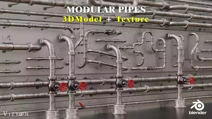 Modular Pipes - Tutorial - 3D Model with texture