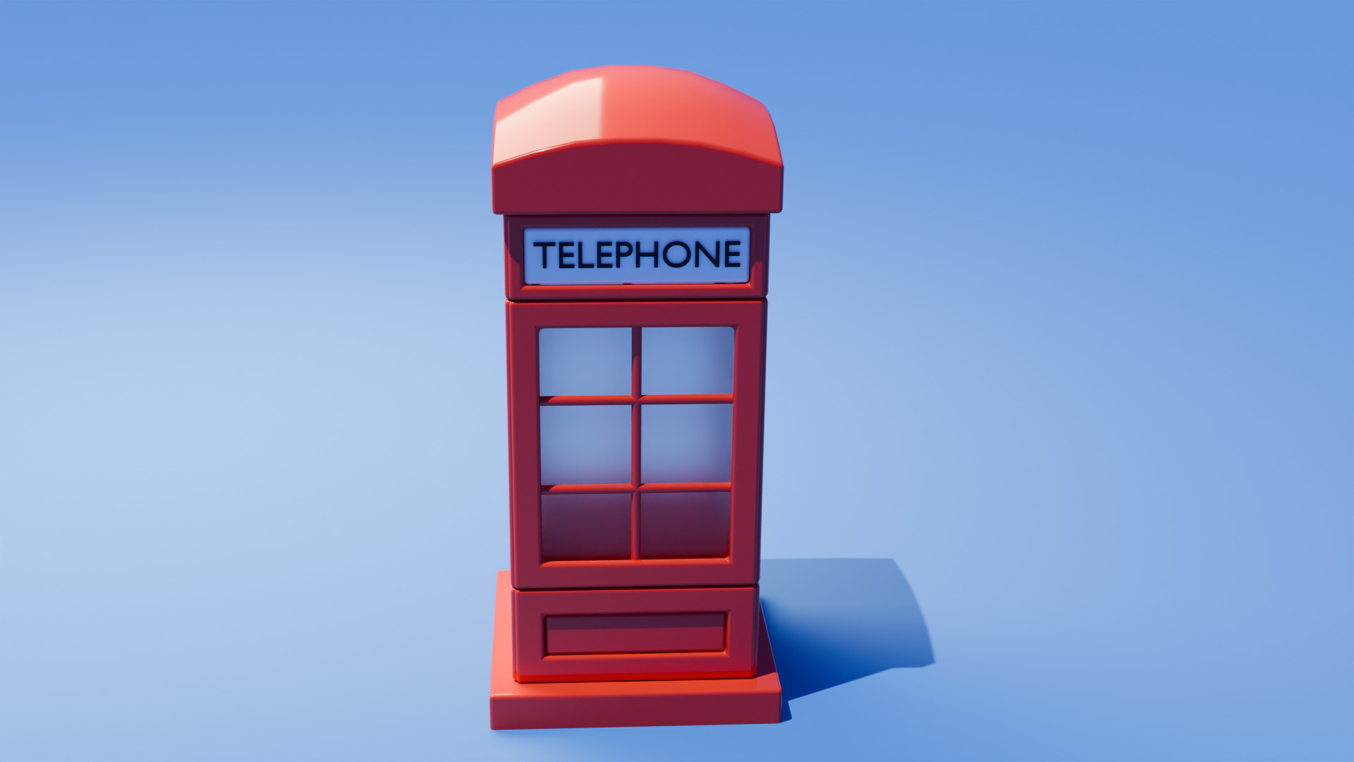 Red Phone Booth Stilized Low-poly 3d model 3D model_2