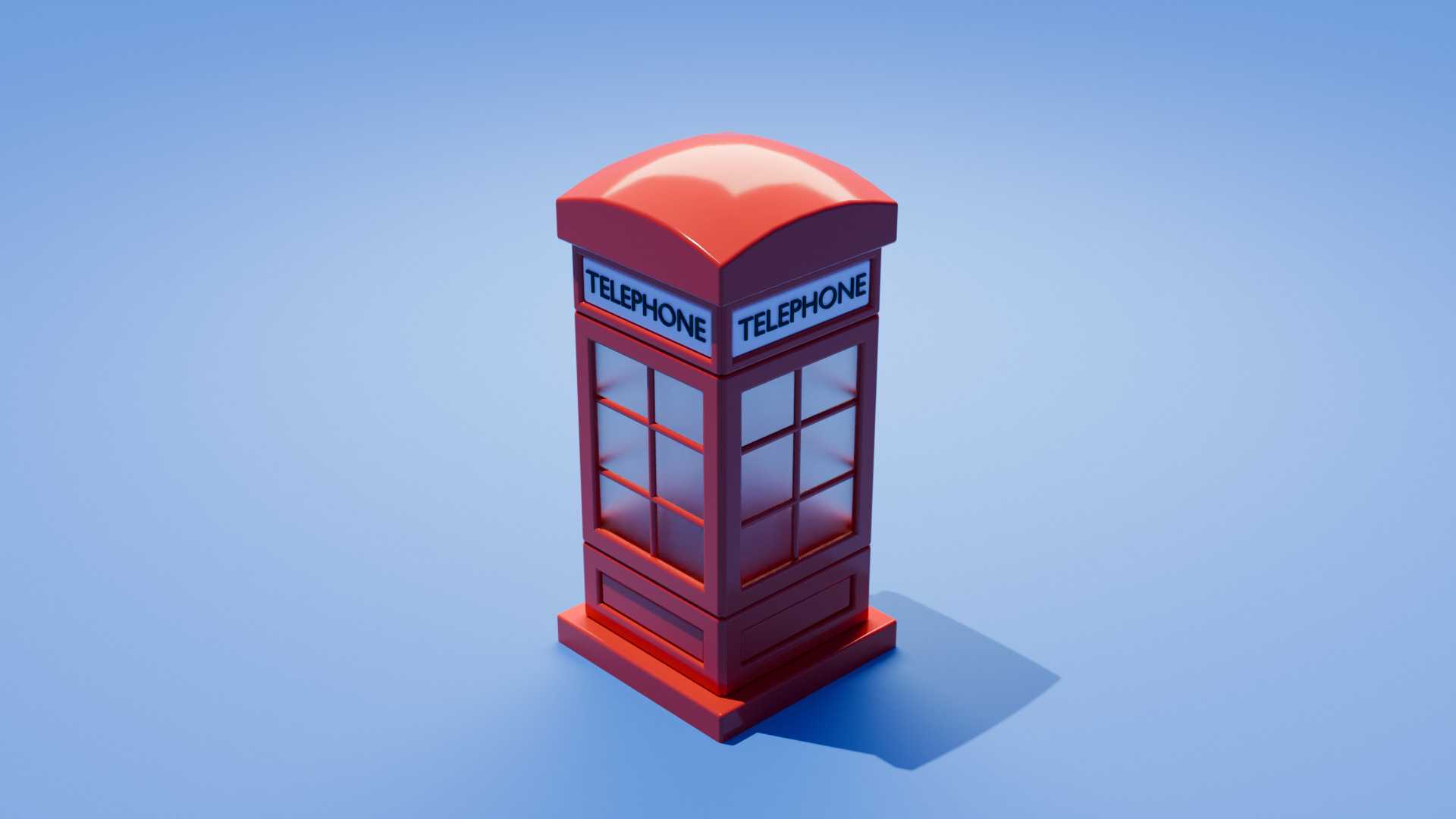 Red Phone Booth Stilized Low-poly 3d model 3D model_1