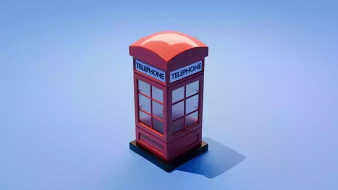Red Phone Booth Stilized Low-poly 3d model