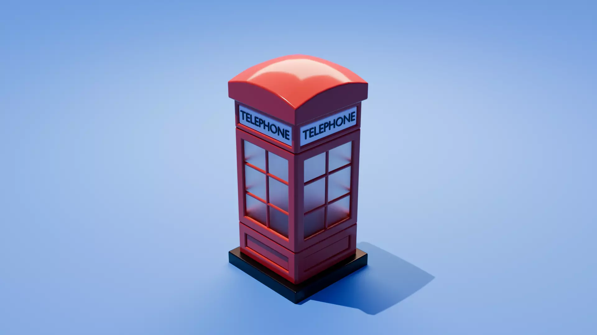 Red Phone Booth Stilized Low-poly 3d model 3D model_0