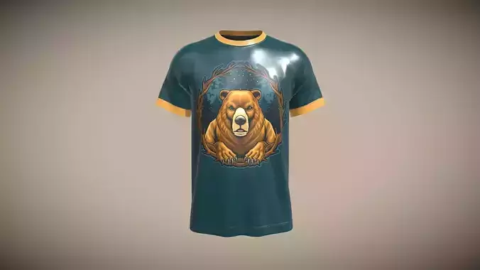T-shirt Bear Wild-Metaverse In Low Poly